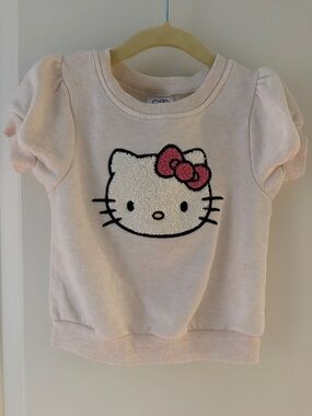 Hello Kitty Cream Short Sleeve Tee with Pink Bow Accent